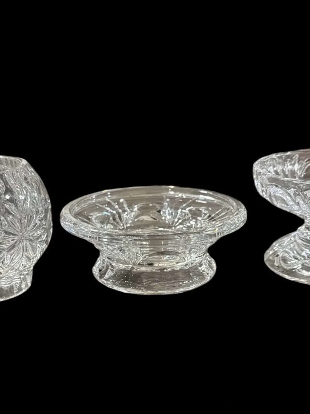 PARTYLITE #P7405 SALZBURG 24% LEAD CRYSTAL CANDLE HOLDER / 3 PC STACKABLE